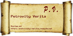 Petrovity Verita névjegykártya